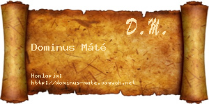 Dominus Máté névjegykártya